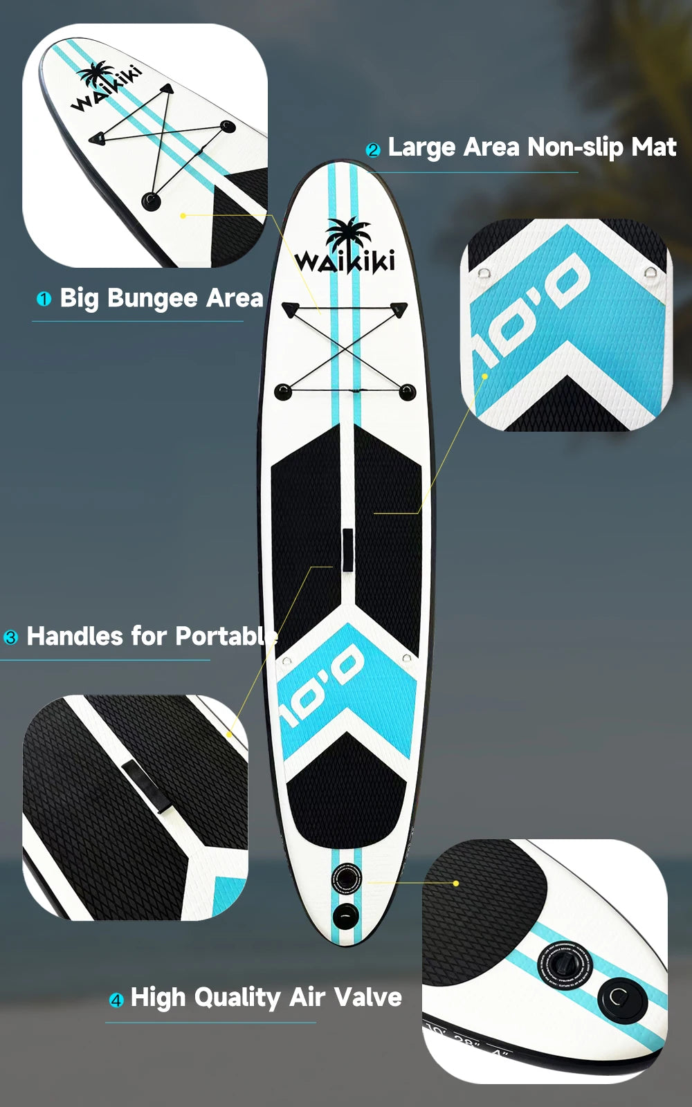 Beach Camp inflatable paddle board paddleboard inflatable for single person ISUP with SUP accessories surfing board