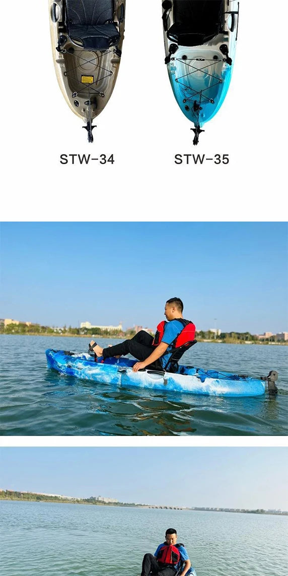Beach Camp Portable LLDPE Kayak with Split Hard Shell, Electric/Pedal-Driven Canoe for Solo/Tandem Lake/Sea Adventures, Modular Assembly