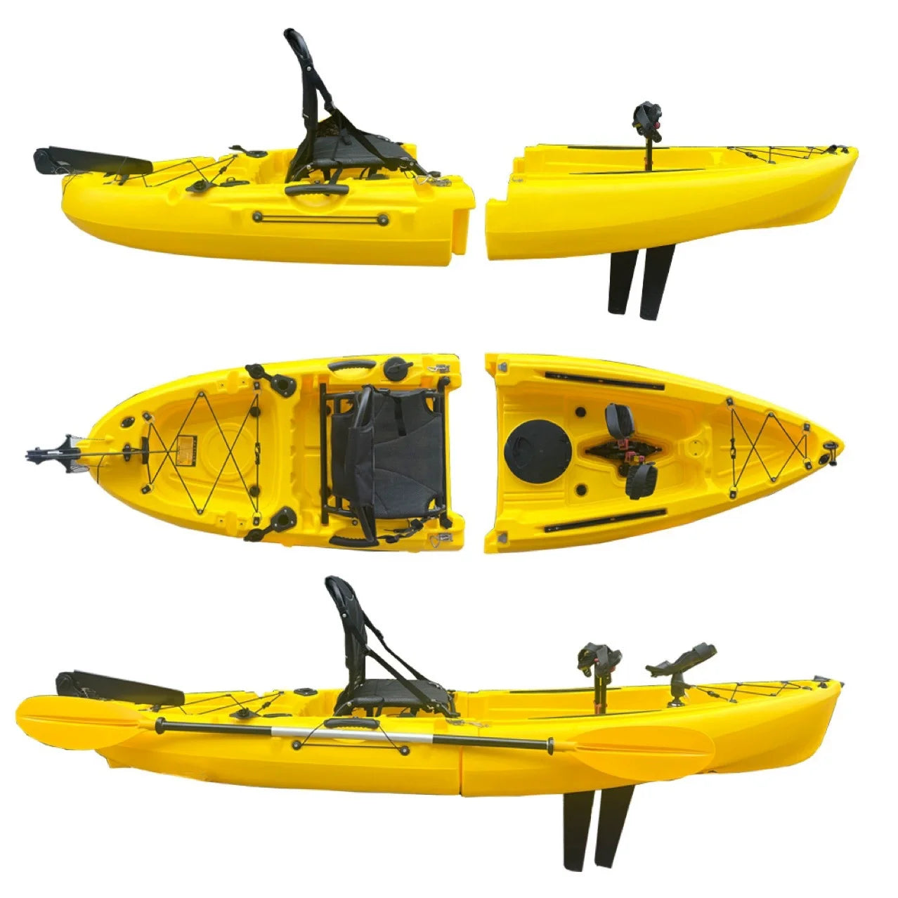 Beach Camp Portable LLDPE Kayak with Split Hard Shell, Electric/Pedal-Driven Canoe for Solo/Tandem Lake/Sea Adventures, Modular Assembly