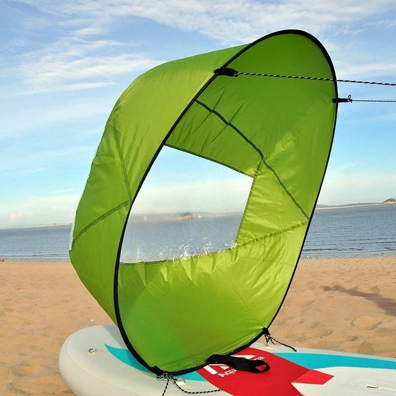 Beach Camp Kayak, Boat Wind Paddle Sailing Kit Popup Board Sail Rowing Downwind Boat Windpaddle with Clear Window Kayak Accessories