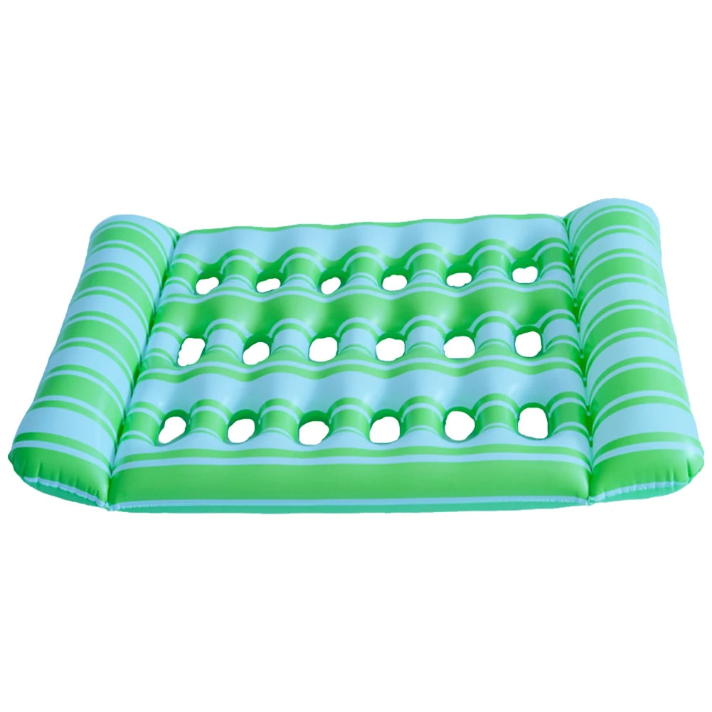 Beach Camp Inflatable Floating Bed PVC Inflatable Water Sleeping Bed Foldable Floating Lounger Air Mattress for Swimming Pool Party