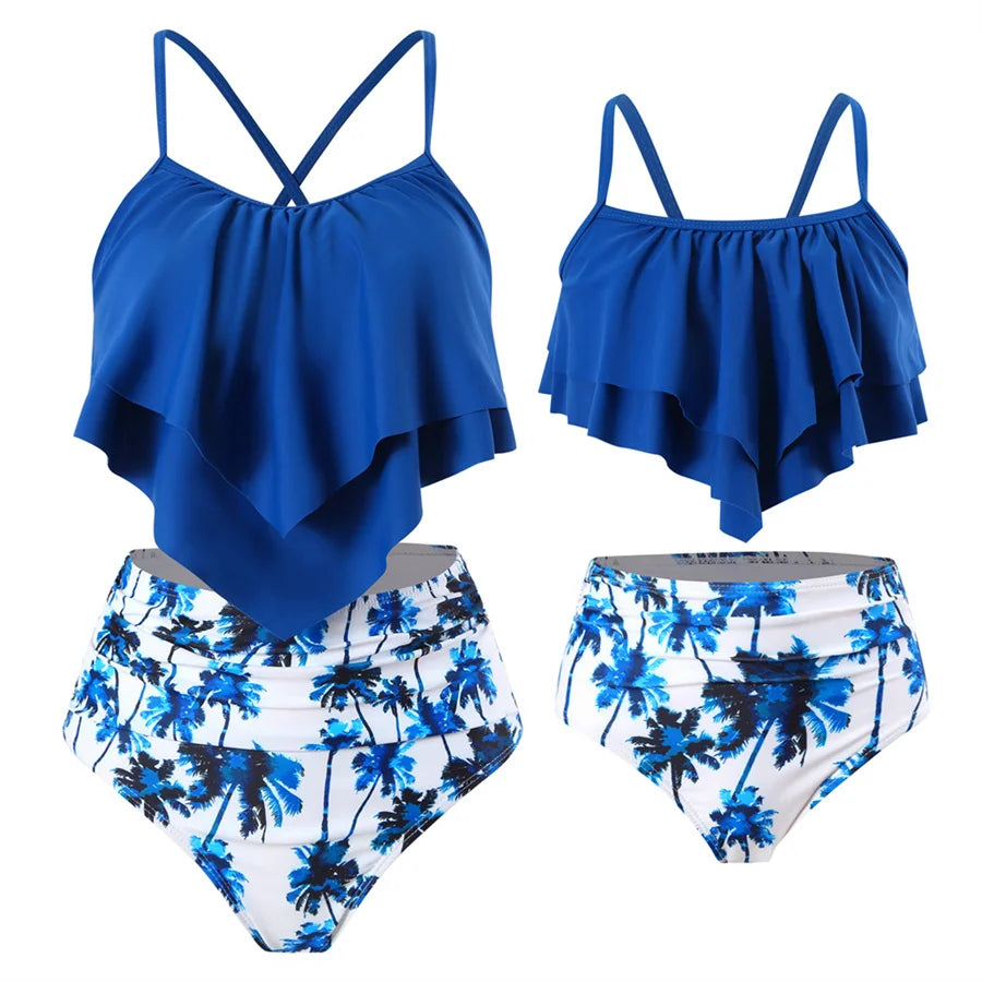 Beach Camp Ladies Swimsuits Vest With Chest Pad And Printed Shorts Children Bathing Suits Beach Vacation Adjustable Shoulder Strap Swimwear