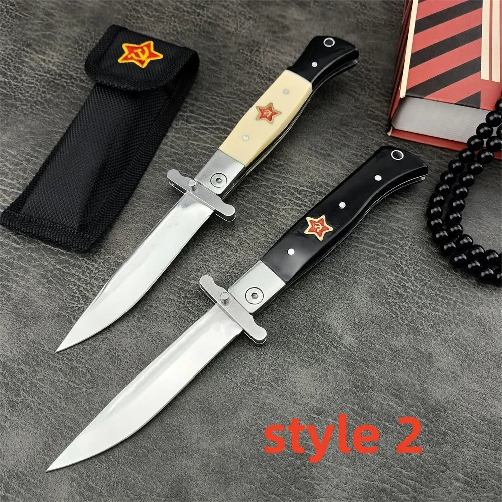 Beach Camp High Quality Folding Knife 440C Blade Wooden Handle Outdoor Hunting Camping Knives Tactical Pocket EDC Tool