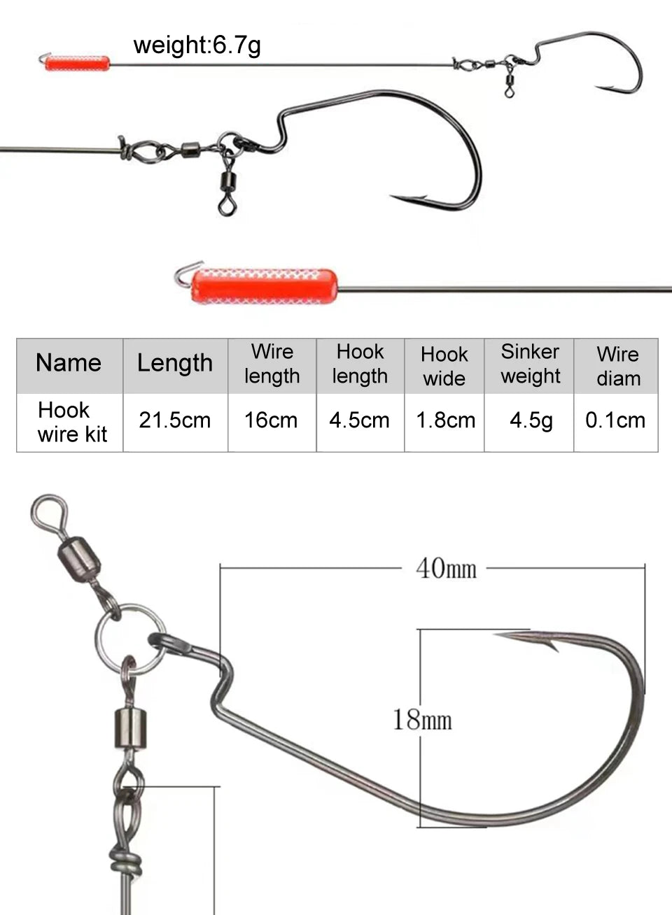Fishing Hooks 5Pcs Punch Shot Rig Kit Metal Jig Crank Hook Attached Roller Swivels Sinker Bass Accessories Sea Goods for Fishing