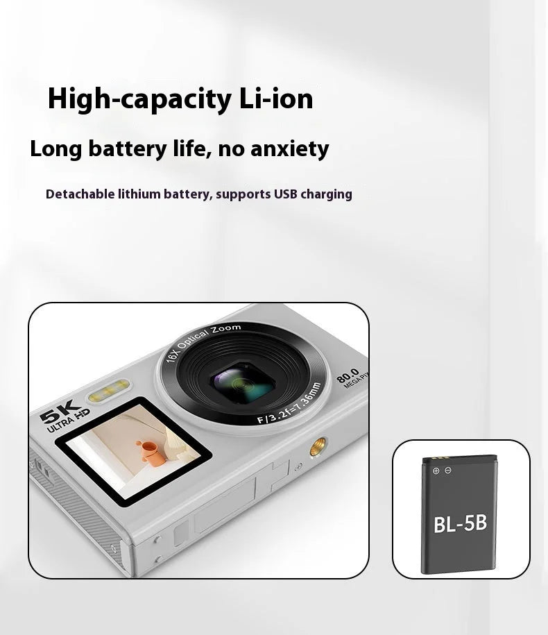 Beach Camp High-Definition Digital Camera 80 Mega Pixel Dual Screen Selfie Professional Photography Student Easy Carry Camera