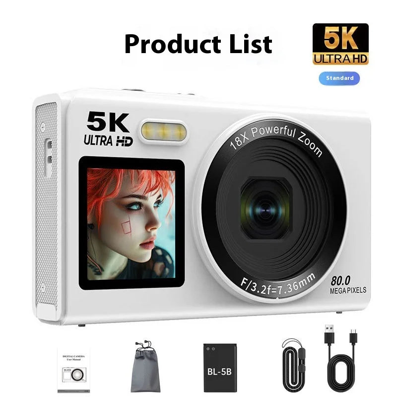 Beach Camp High-Definition Digital Camera 80 Mega Pixel Dual Screen Selfie Professional Photography Student Easy Carry Camera