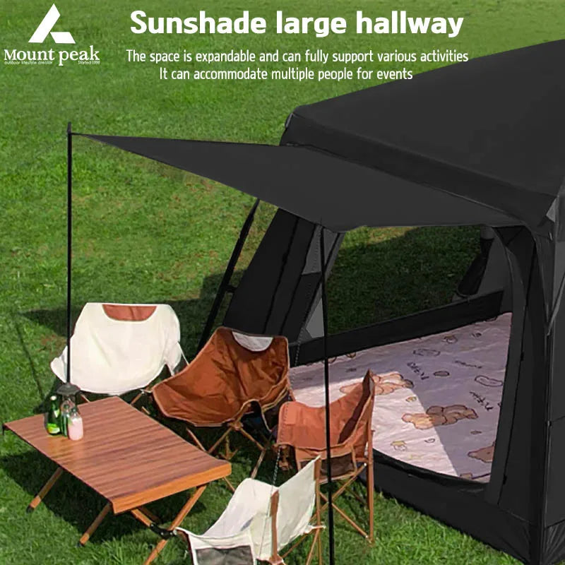Beach Camp Outdoor Camping Family Tent, Thick Waterproof Family Camping Tour Equipment, Double Layer for 3-12 Persons, Oversized 2 Rooms