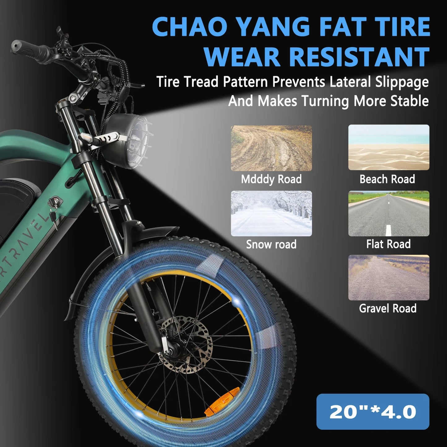 Beach Camp All-terrain Electric Bike 1200W Motor 48V20AH Battery 20*4.0 Tire Mountain E-bicycle 52KM/H Urban E-bicycle Electric motorcycle