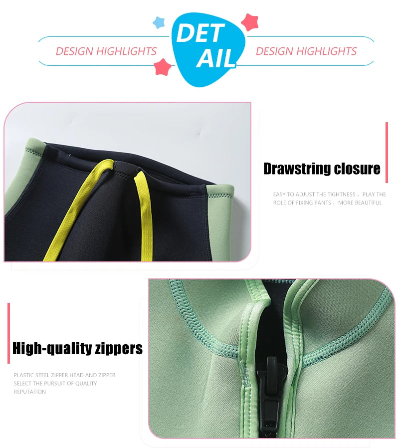 Beach Camp Two-Piece Neoprene Swimsuit for Kids, Professional Swimwear for Boys and Girls, Surfing Wetsuit Diving Suits, Bathing Suit