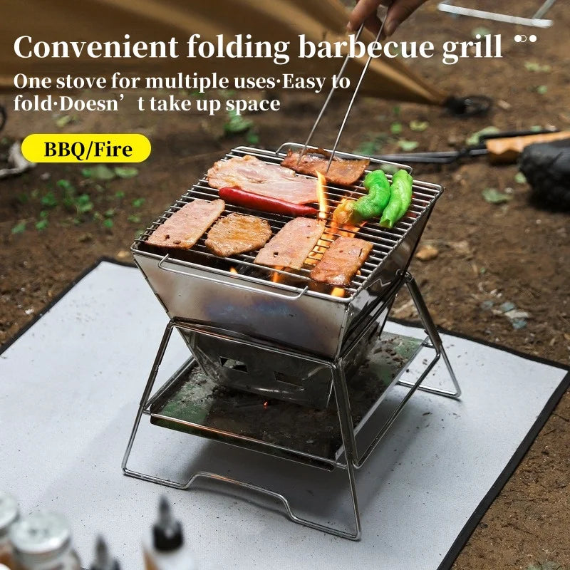 Beach Camp Camping Fire Table Charcoal Barbecue Grill Outdoor Picnic Bonfire Outdoor Portable Folding Barbecue Stove Fire Pit Camping Stove