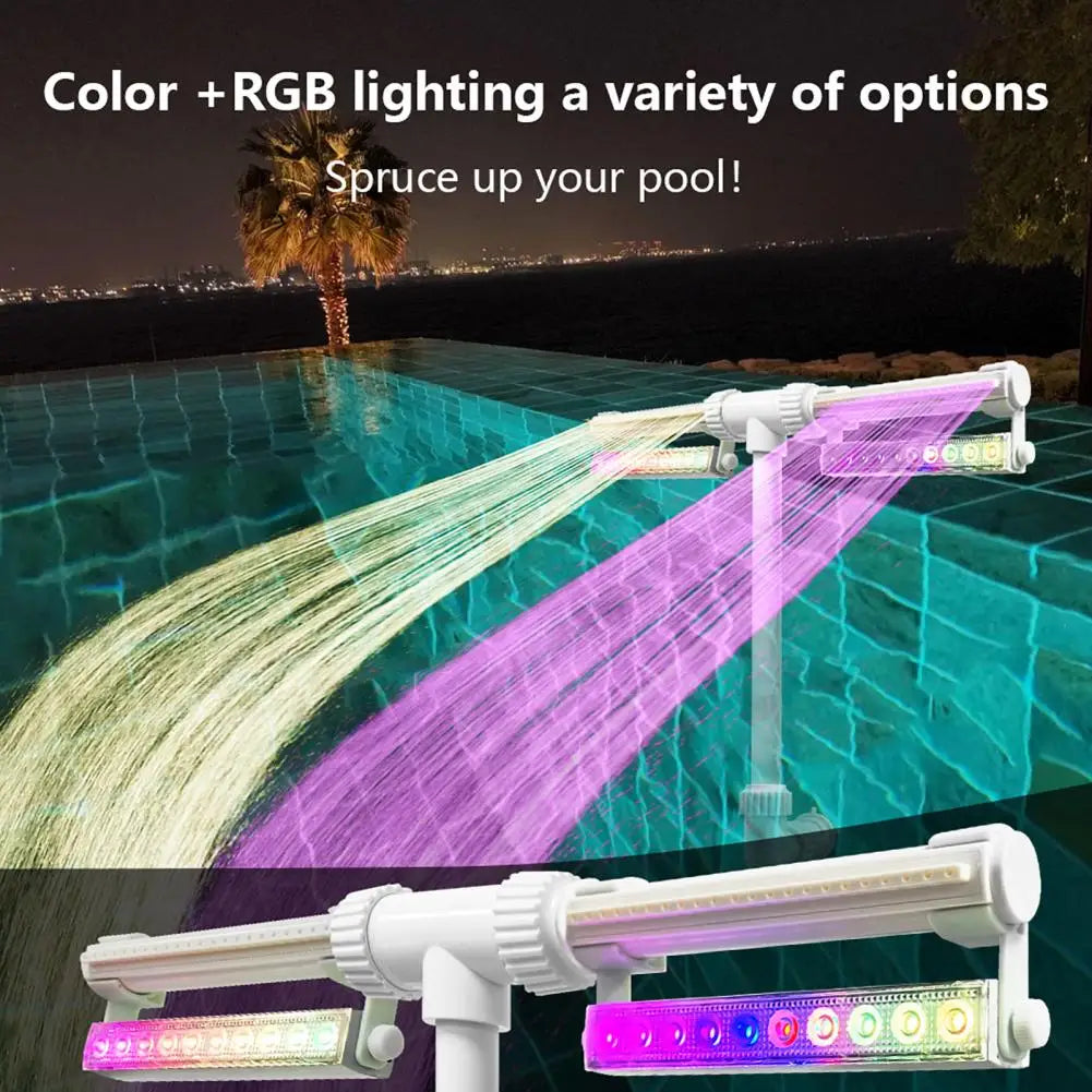 Beach Camp Pool Fountain with Lights for Inground and Above Ground Pools Dual Spray Adjustable Sprinkler Pool Waterfall Sprinkler Cooler