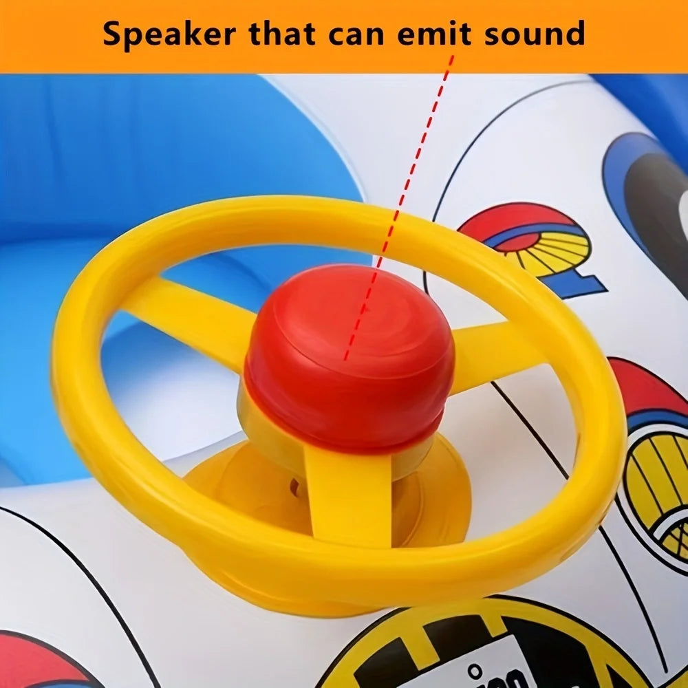 Beach Camp Baby Inflatable Pool Float Swimming Float Boat with Steering Wheel Horn for Kids Toddlers Age 1-4 Boys Girls
