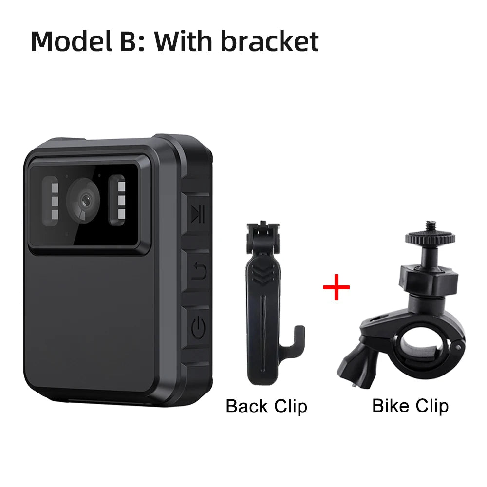 Beach Camp Mini Body Camera, Police Portable IP65 Waterproof Mounted Cam with 2"Screen, Body/Bike Clip, Wearable Cam, Law Enforcement Recorder
