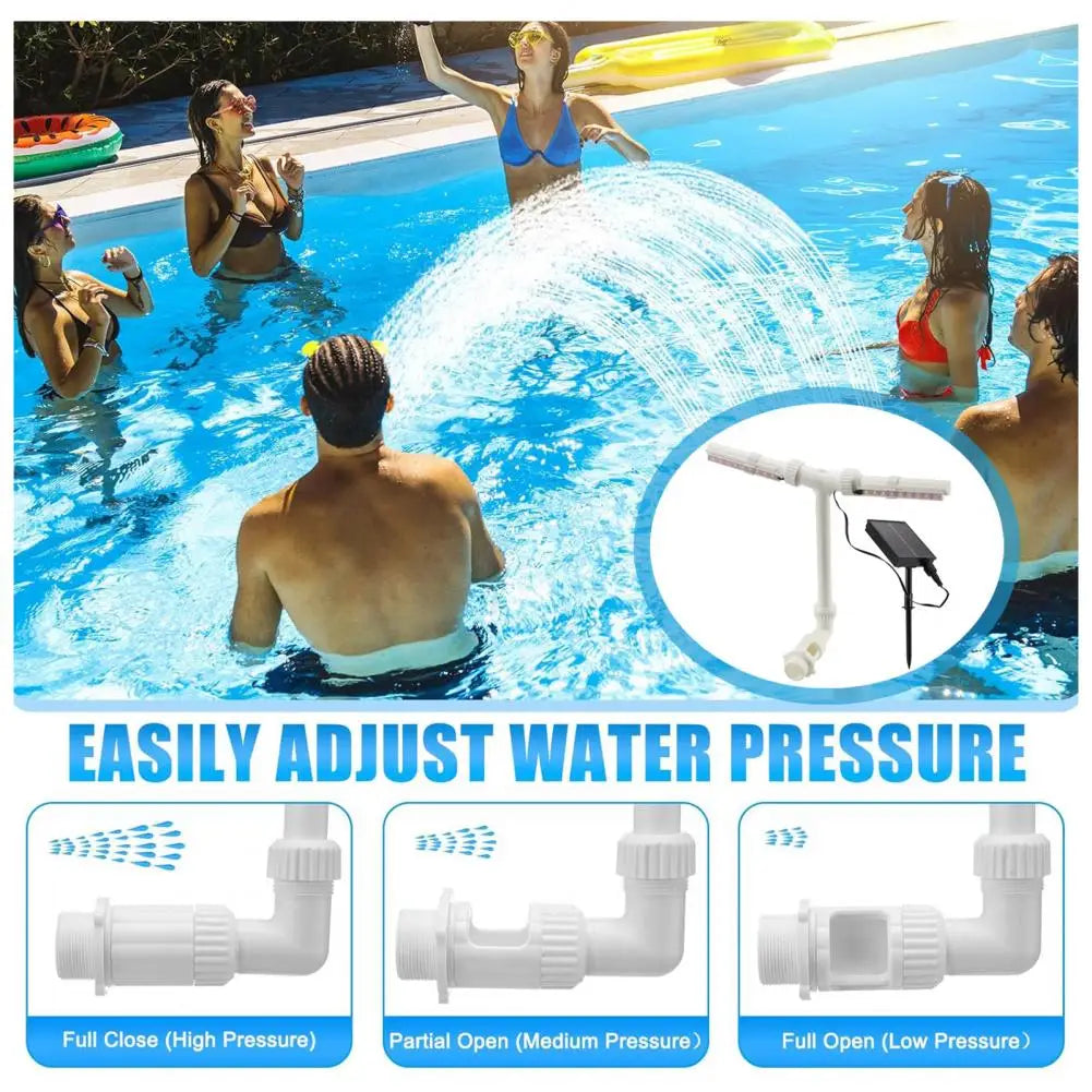 Beach Camp Pool Fountain with Lights for Inground and Above Ground Pools Dual Spray Adjustable Sprinkler Pool Waterfall with Remote Control