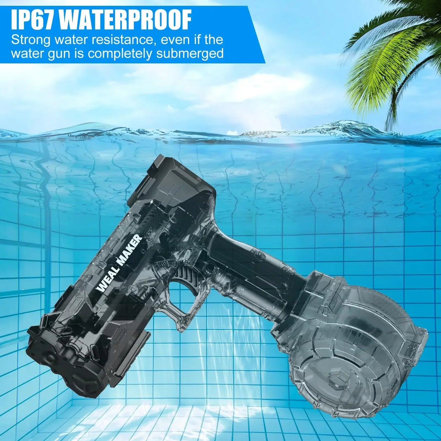 Beach Camp Electric Water Gun 2025 New Pool Beach Toys for Kids Electric Water Pistol Toy Automatic Squirt Water Gun Transparent Continuous Blaster Gifts