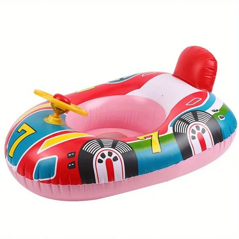 Beach Camp Baby Inflatable Pool Float Swimming Float Boat with Steering Wheel Horn for Kids Toddlers Age 1-4 Boys Girls