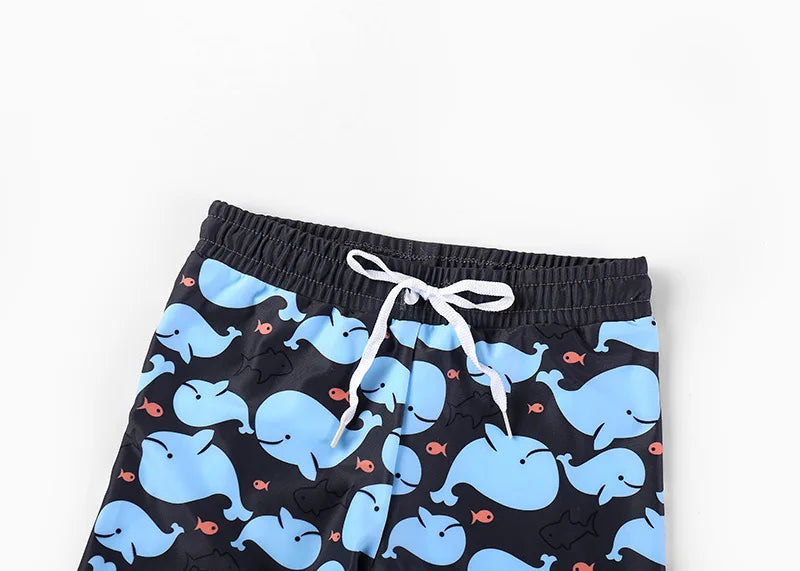 Beach Camp 2025 Summer Split Swimsuit Set Baby Boys Girls Long Sleeves/Short Sleeves Bathing Suit+Swim Shorts+Swimming Cap Three-piece Set