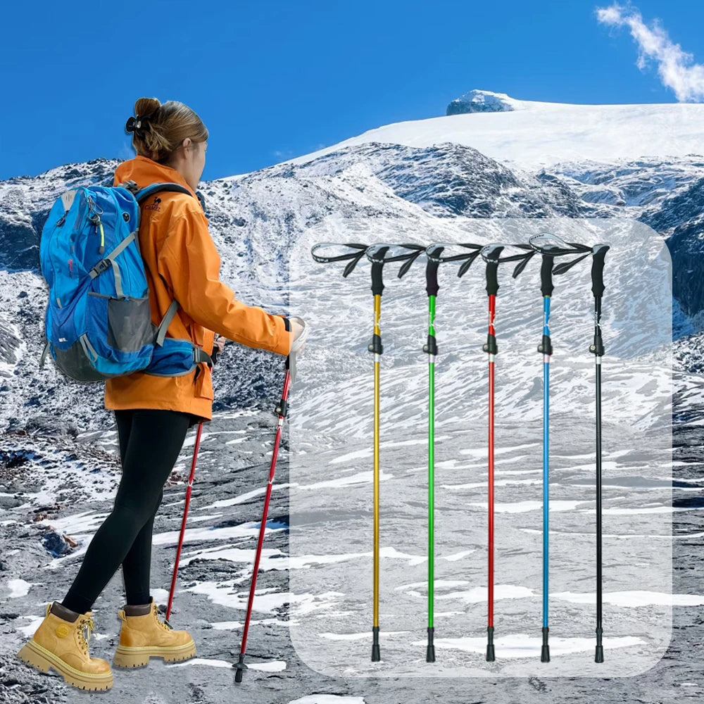 Hiking poles trekking poles hiking sticks collapsible hiking 1pc ultralight folding hiking sticks for adults, hiking gear