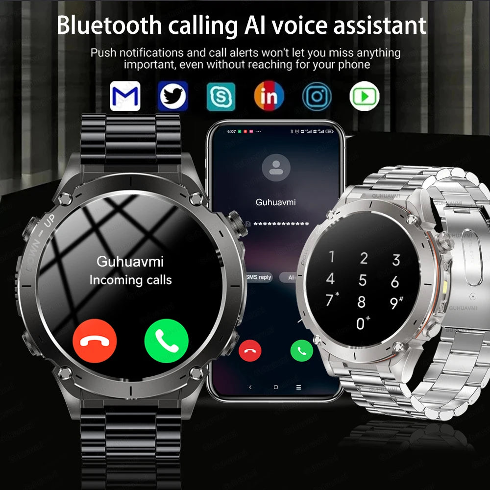 Beach Camp New GPS Smart Watch 1.43" Ultra HD Display Built-in GPS Compass 170 Sports Modes Voice Calling 10ATM Waterproof Smart Braceletes