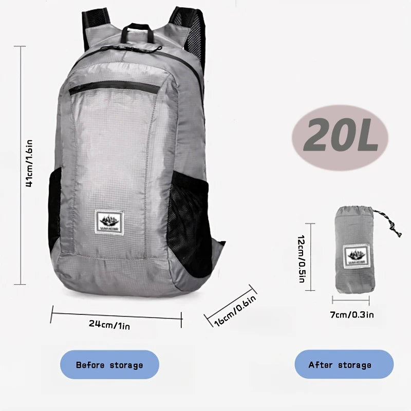 Beach Camp Hiking Daypack, Water Resistant Lightweight Packable Backpack for Travel Camping Outdoor