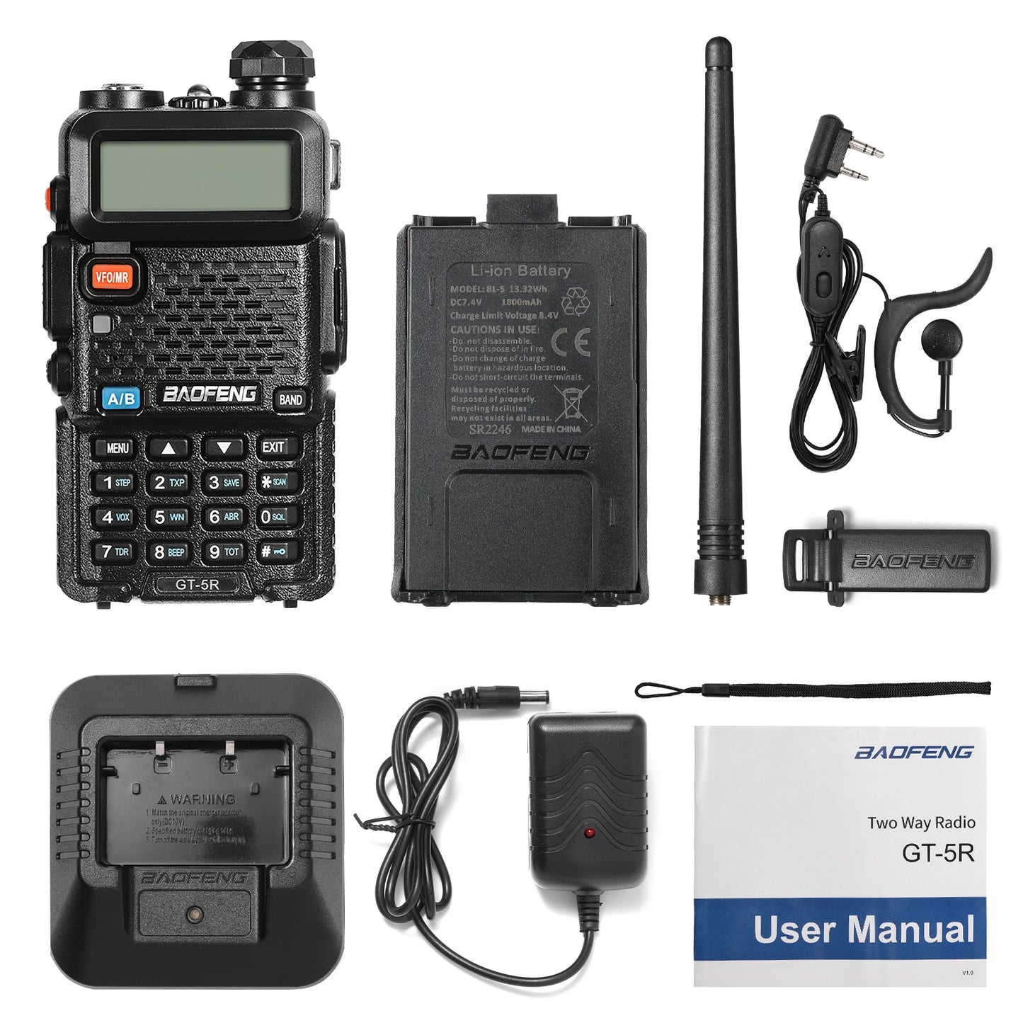 Beach Camp GT-5R Handheld Ham radio, Walkie Talkies for Adults, FCC Compliant, Black