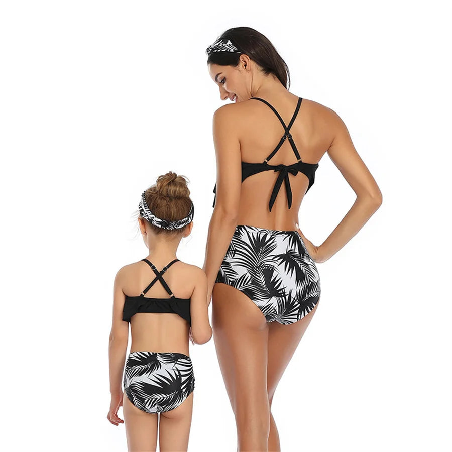 Beach Camp Ladies Swimsuits Vest With Chest Pad And Printed Shorts Children Bathing Suits Beach Vacation Adjustable Shoulder Strap Swimwear
