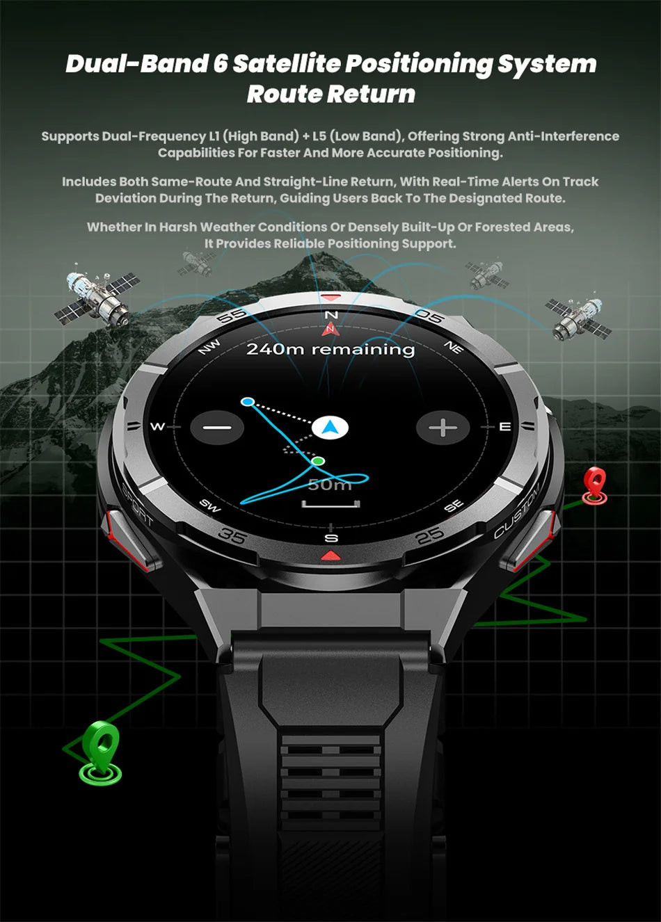 Beach Camp Swim Smartwatch Outdoor GPS Watch Sports Fitness Tracker Health Military Waterproof Watch BT5.3 Call Smart Watch for Android iOS