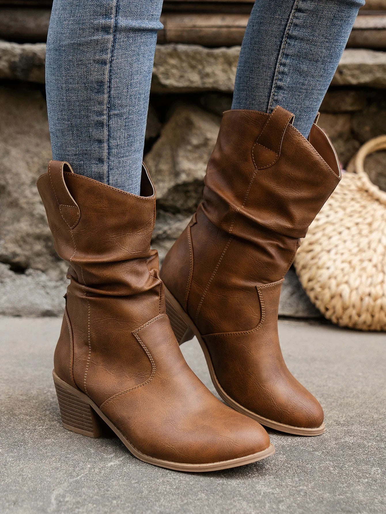 Western Cowboy Boots for Women Autumn Winter Retro