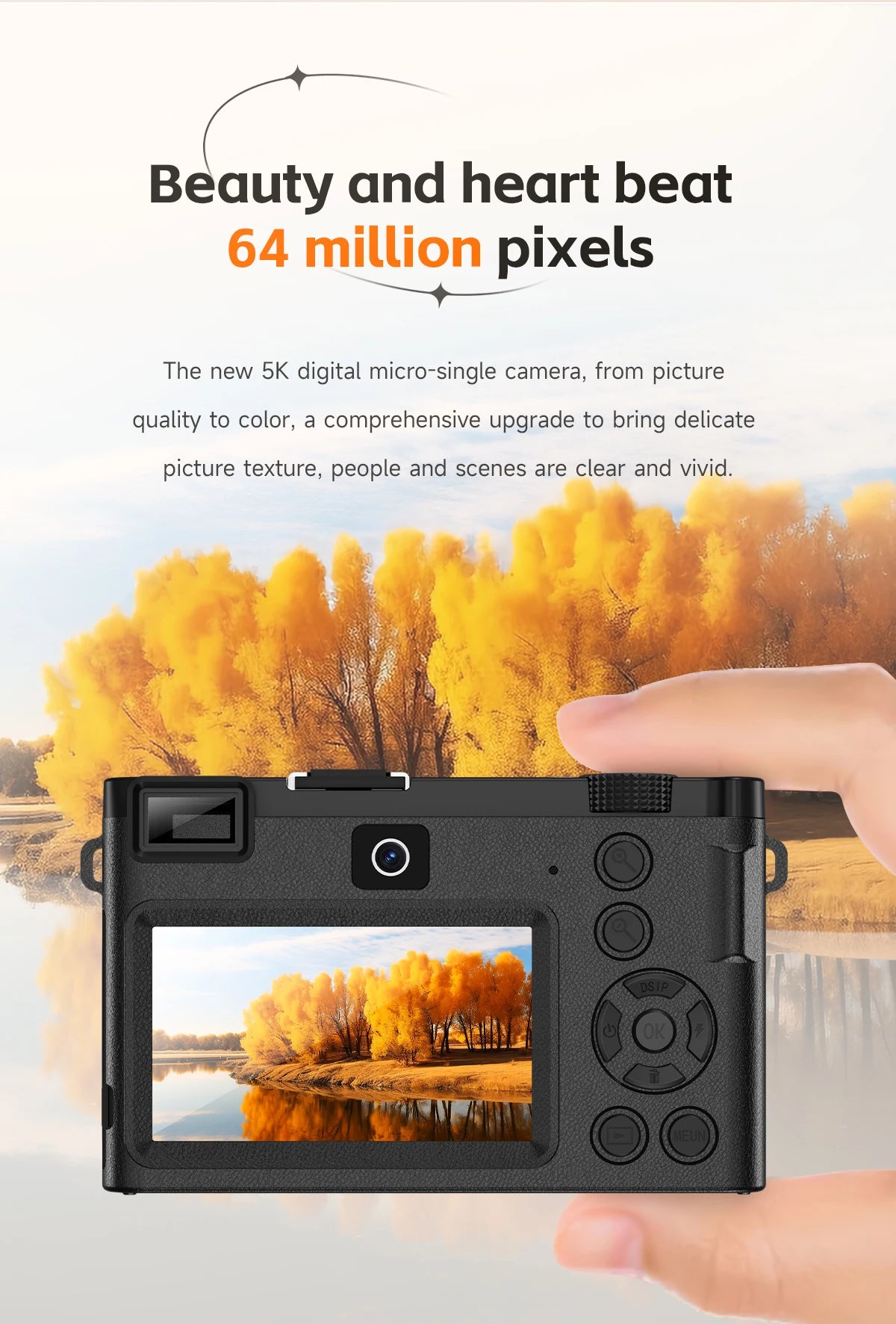 Beach Camp5K Professional Digital Camera WIFI Webcam Wide Angle Digital Zoom 64MP Camcorder Photography 3 Inch Screen Vlog Video Recorder