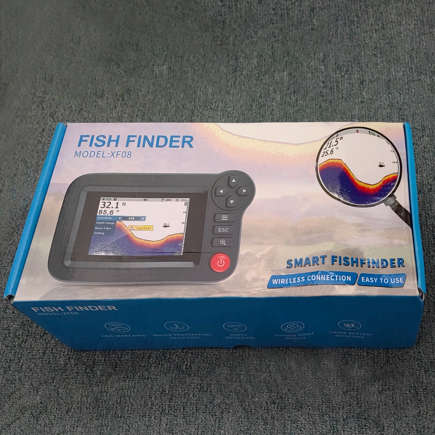 Beach Camp Smart Fish Finder - Portable Fish Finder and Depth Finder For Recreational Fishing From Dock, Shore Or Bank