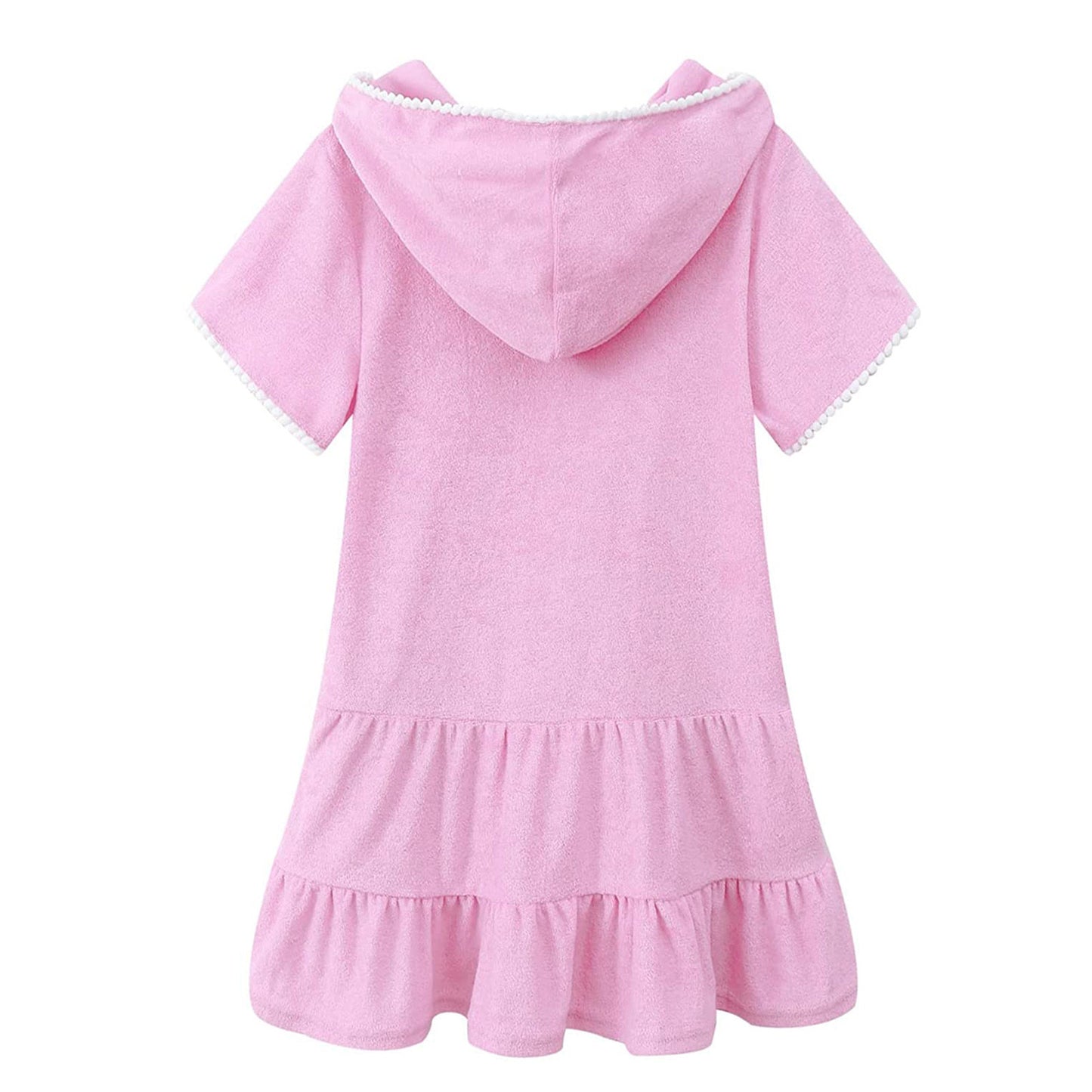 Beach Camp 3-11 Years Little Girls Swim Cover Up Kids Swimsuit Coverup Beach Bathing Suit Hooded Bathrobe Absorbent Terry Beach Dress New