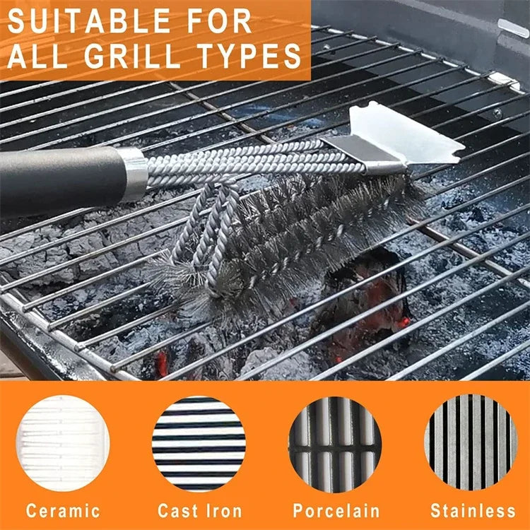 Grill Brush - Bristle Free BBQ Grill Brush - Rust Resistant Stainless Steel Barbecue Cleaner - Great Grilling Accessories