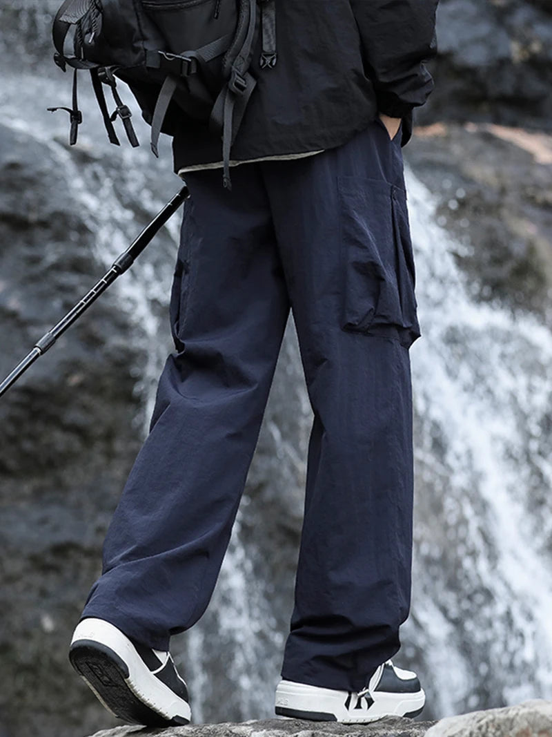 Beach Camp Hiking Pants Men Spring Summer Waterproof Lightweight Quick Dry Breathable Cargo Pants with Multi-Pockets Cooling Thin Trousers