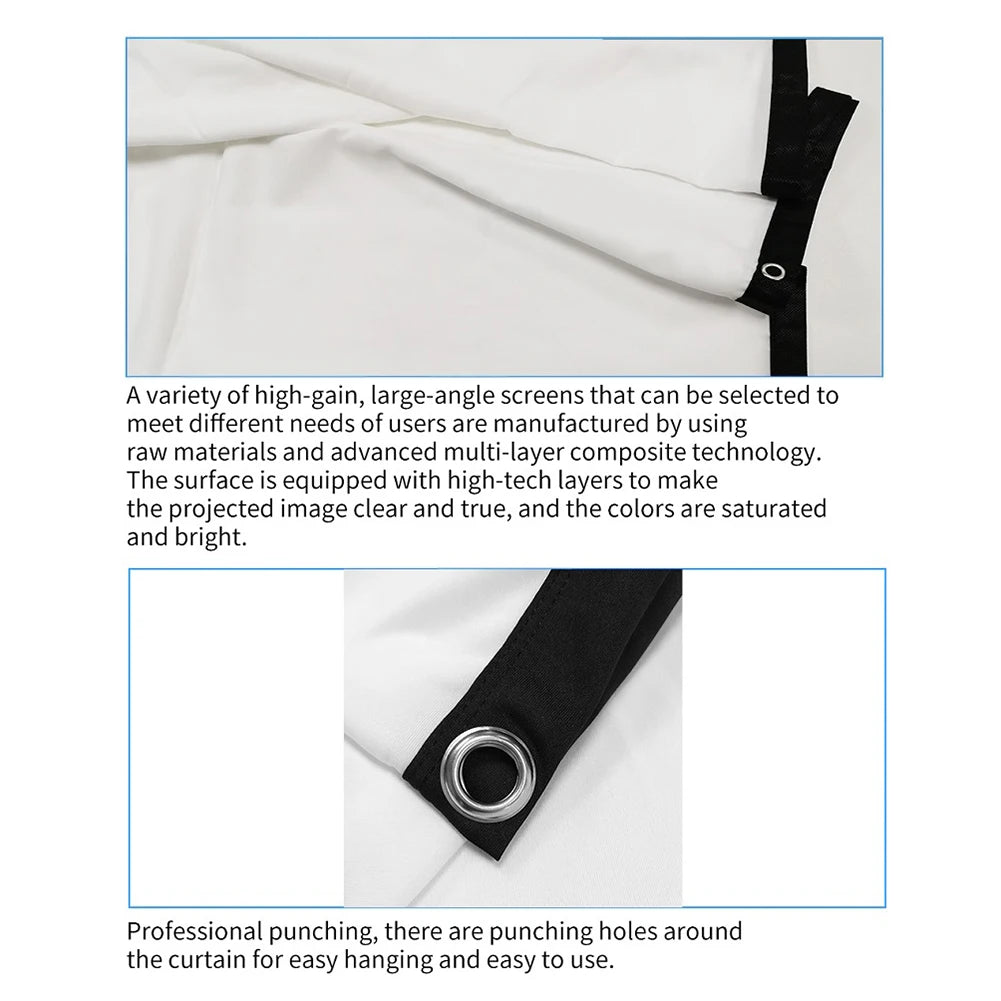 Beach Camp Portable Translucent Projector Screen Simple Curtain 16:9 Movies Game Anti-Light 60-150inch Projection Screen for Home Outdoor