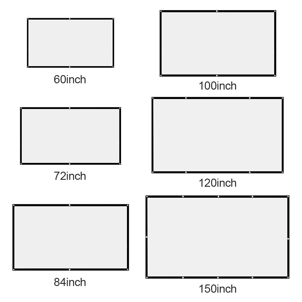 Beach Camp Portable Translucent Projector Screen Simple Curtain 16:9 Movies Game Anti-Light 60-150inch Projection Screen for Home Outdoor