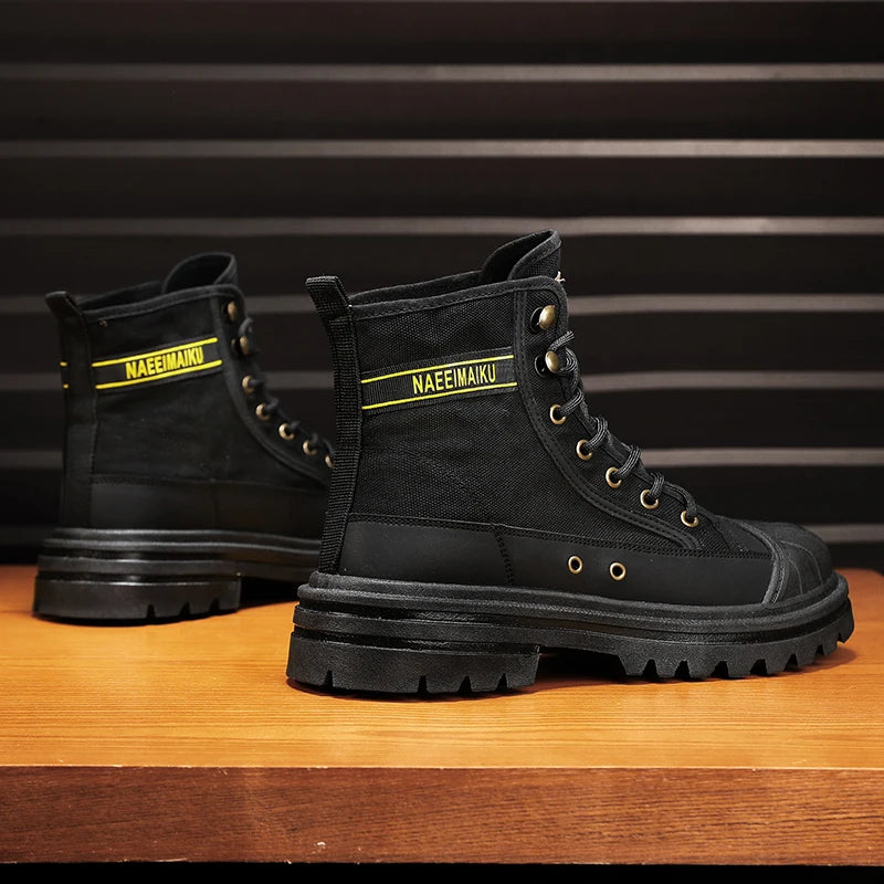 Beach Camp Men's boots four seasons high-top casual boots canvas boots soft-soled non-slip thick-soled outdoor boots fashion tooling boots