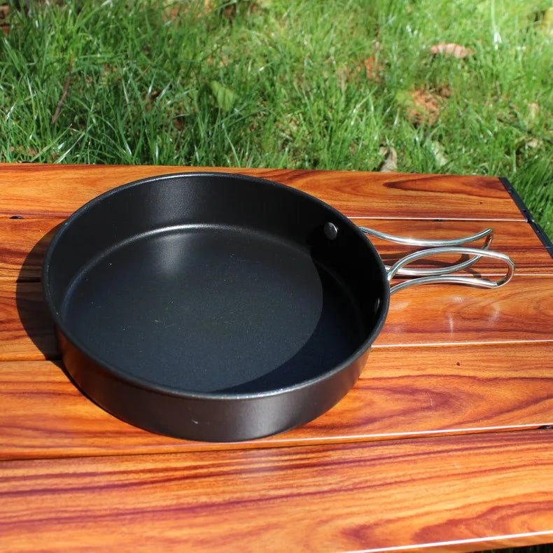 Beach Camp Stainless Steel Camping Cookware Set Kettle Pot Pan - Outdoor Cooking Essentials for 2-3 People