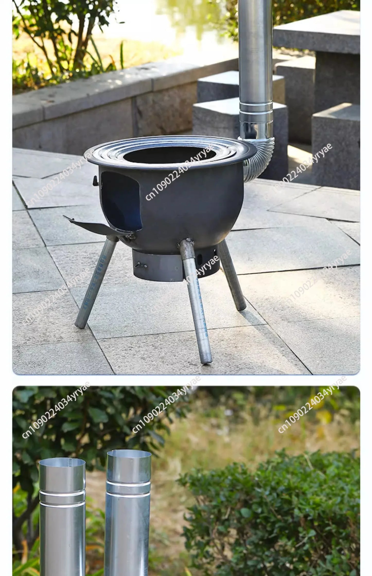 Camping Fire Pits Outdoor Grill Stand Camping Furnace Heating Wood Fire Stove Household Rural Portable Brazier Stove Stand