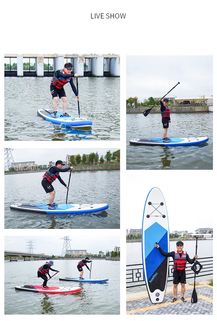 Beach Camp Inflatable Stand Up Paddle Board SUP Board Surfboard Kayak Water Sport Surf Set Paddleboard Fin Foot Rope Pump Inflator Canoe