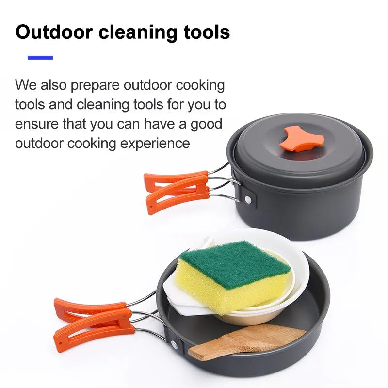 Beach Camp Camping Tableware Outdoor Cookware Set Pots Tourist Dishes Bowler Kitchen Equipment Gear Utensils Hiking Picnic Travel