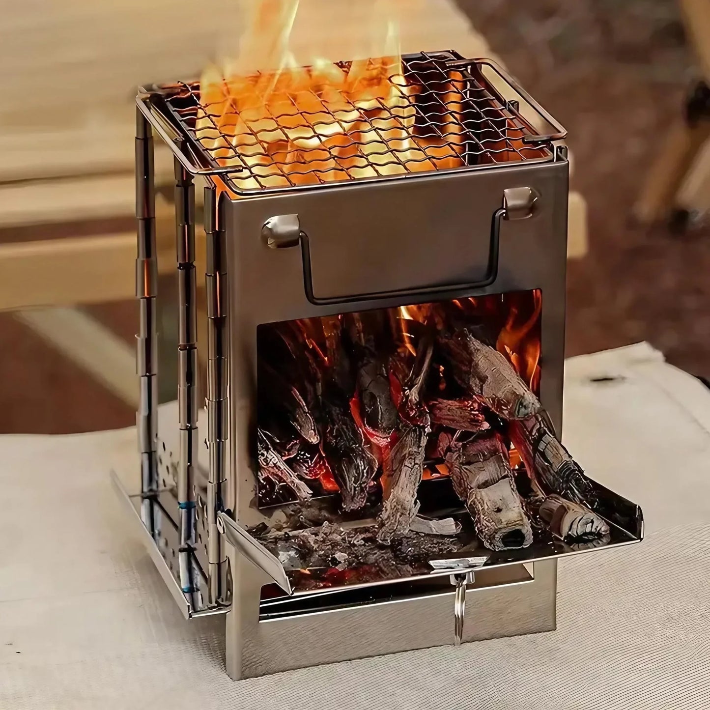 Beach Camp Square Wood Stove Outdoor Grill Mini Grill BBQ Outdoor Grill Camping Picnic Folding Grill