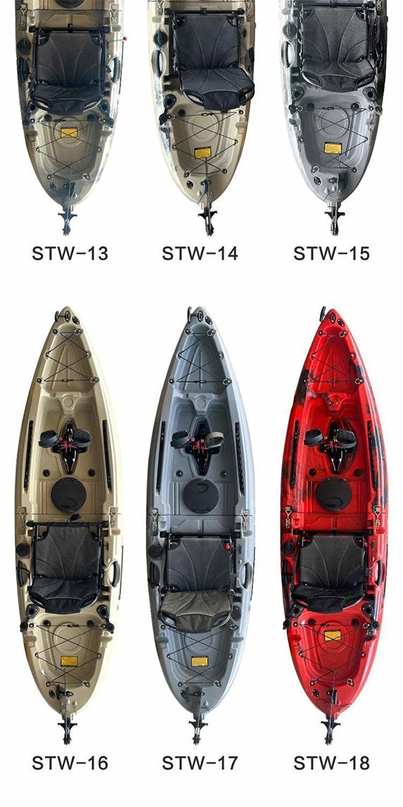 Beach Camp Portable LLDPE Kayak with Split Hard Shell, Electric/Pedal-Driven Canoe for Solo/Tandem Lake/Sea Adventures, Modular Assembly