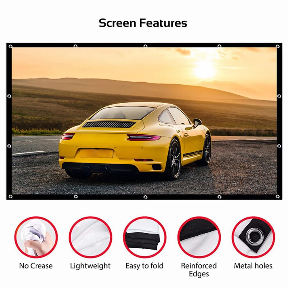 Beach Camp Portable Translucent Projector Screen Simple Curtain 16:9 Movies Game Anti-Light 60-150inch Projection Screen for Home Outdoor