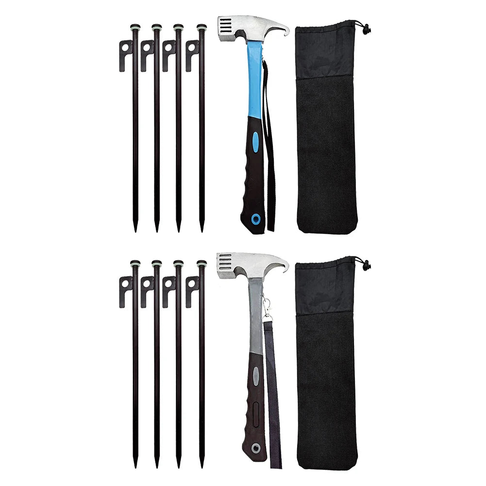 4/8Pcs Tent Pegs Forged Steel Tent Pegs Heavy Duty Unbreakable Tent Pegs with Storage Bag & Hammer for Camping Picnic