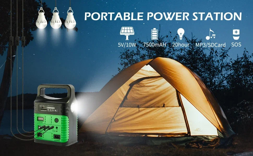 Beach Camp Portable Power Station 7500mAh Solar Mini Generator for Outdoor Camping Emergency Fishing Travel Party Trip with USB DC Outlet