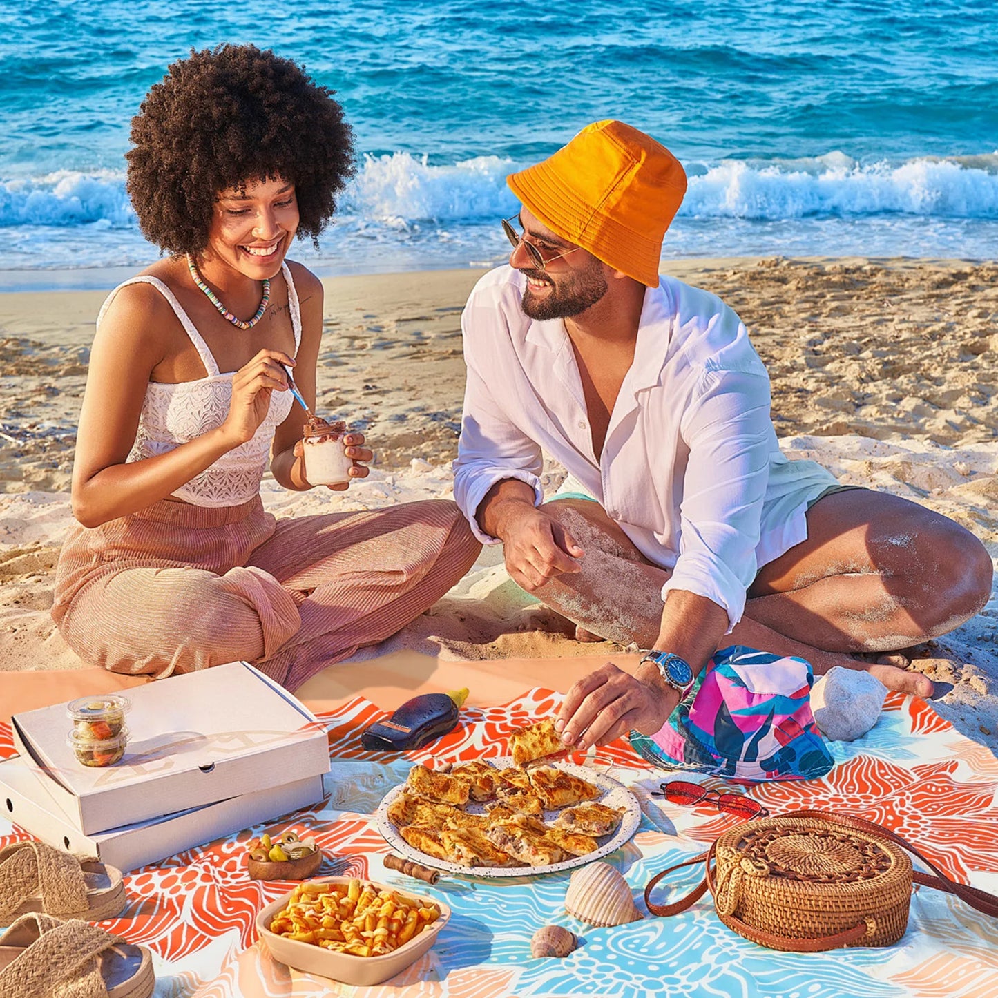 Beach Blanket Picnic Mat 210x200cm Waterproof Sandproof Portable Outdoor Sports Travel Hiking Camping Blanket