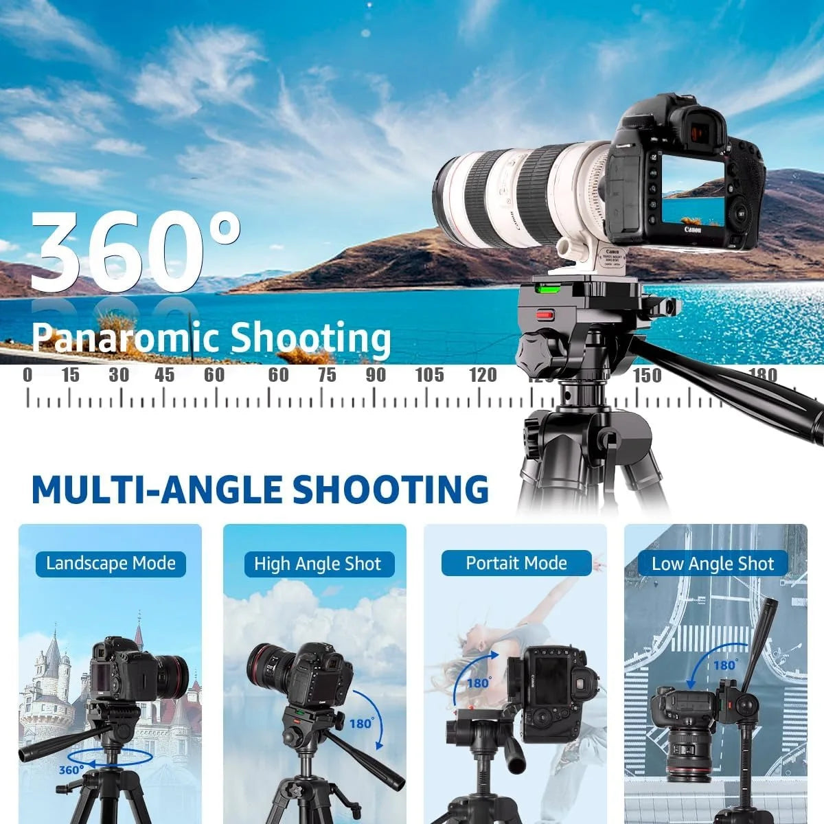 79” Camera Tripod, Tripod for Camera and Phone, Aluminum Professional Tripod Stand with Carry Bag and Phone Holder