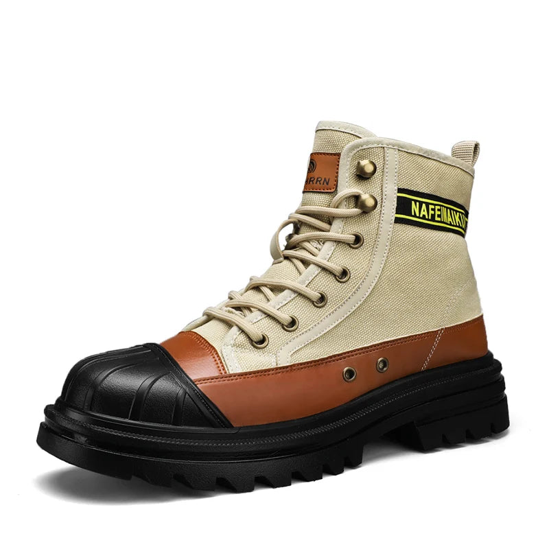 Beach Camp Men's boots four seasons high-top casual boots canvas boots soft-soled non-slip thick-soled outdoor boots fashion tooling boots