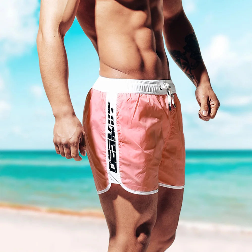 Beach Camp New Men's Swimsuit Shorts Beach Swimming Trunks Casual Fashion Loose Quick-Drying Surfing Running Seaside Gym Men's Bottoms