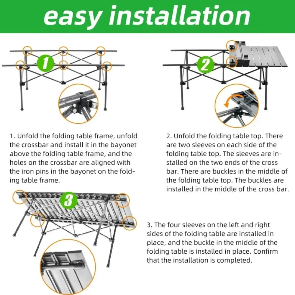 Outdoor Picnic Folding Desk Easy To Install Portable Camping Barbecue Table Sturdy Durable Egg Roll Tables Beach Leisure Desks